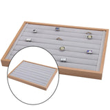 Wooden Jewelry Ring Display Organizer Box Tray Holder Earring Storage Case
