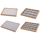 Wooden Jewelry Ring Display Organizer Box Tray Holder Earring Storage Case