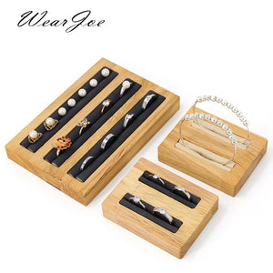Wooden Jewelry Rings Display Stand Rack Slots Organizer