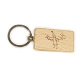 Personalized Wooden Keychain Kids' Graffiti Painting Custom Engraving