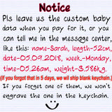 Personalized Baby Stats Wooden Keychain - Engraved Newborn Baby Data