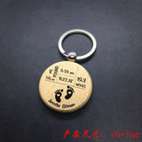 Personalized Baby Stats Wooden Keychain - Engraved Newborn Baby Data