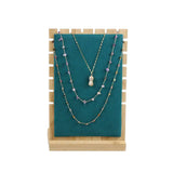 Wooden Necklace Display Stand Freestanding Holder Green