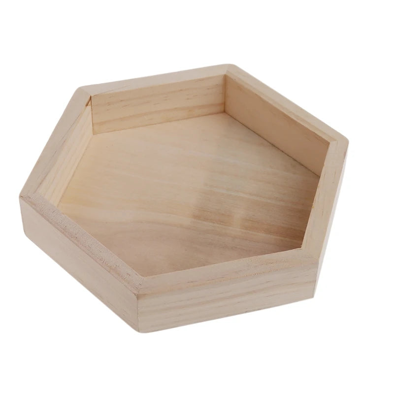 Wooden Necklace Jewelry Display Tray Hexagon Storage Box