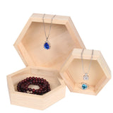 Wooden Necklace Jewelry Display Tray Hexagon Storage Box