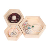 Wooden Necklace Jewelry Display Tray Hexagon Storage Box
