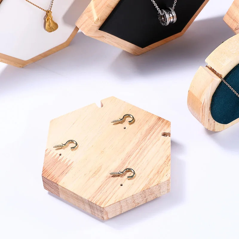 Wooden Pendant Necklace Earring Bracelet Storage Rack