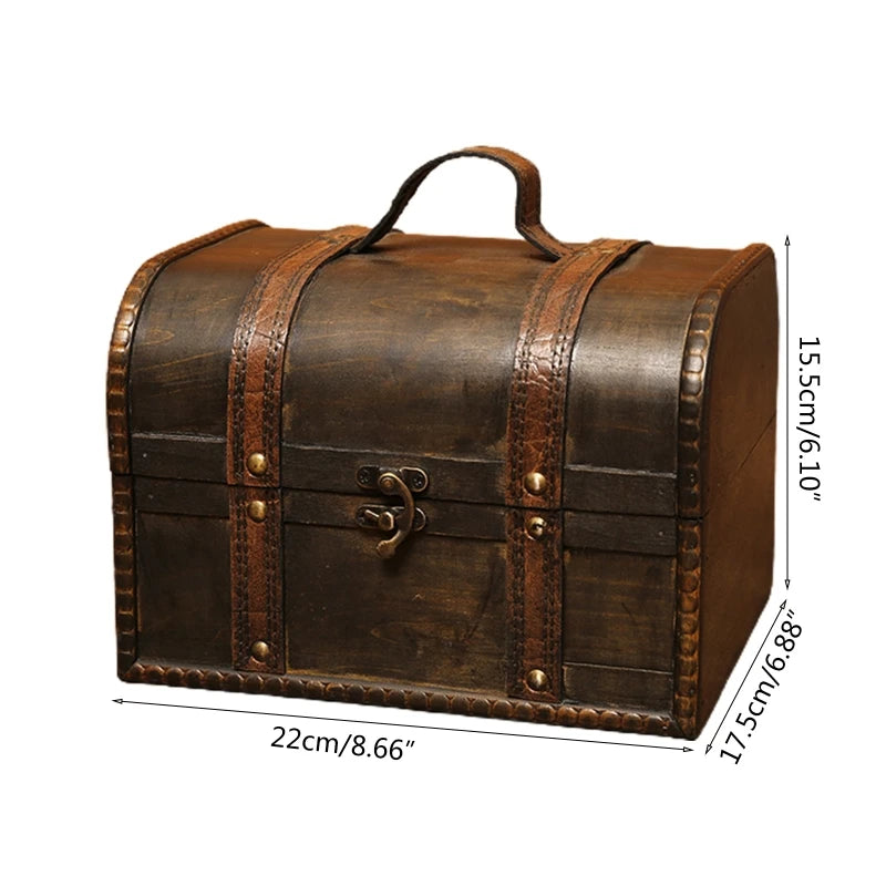 Vintage Pirate Jewelry Storage Box Wooden Organizer