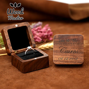 Wooden Ring Box Jewelry Display Lover Ring Holder Proposal Engagement
