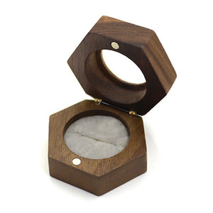Wooden Ring Box with Velvet Lining Single Ring Display for Proposal