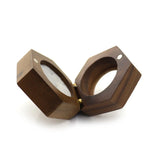Wooden Ring Box with Velvet Lining Single Ring Display for Proposal