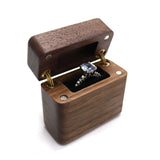 Wooden Ring Box w/ Velvet Lining Single Ring Storage Chest