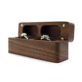 Wooden Rings Box 2 Storage Slot Mini Square for Anniversary Engagement