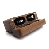 Wooden Rings Box 2 Storage Slot Mini Square for Anniversary Engagement