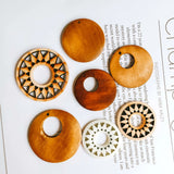 Wooden Eardrop Pendant Earring Accessories Bronze Component