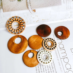 Wooden Eardrop Pendant Earring Accessories Bronze Component