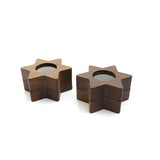 Wooden Star Shape Jewelry Ring Storage Box Earrings Retro Container
