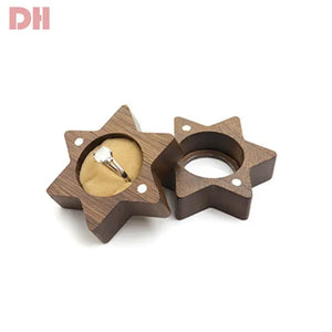 Wooden Star Shape Jewelry Ring Storage Box Earrings Retro Container