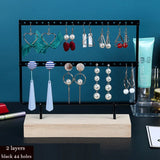 Wooden Steel Earrings Jewelry Display Stand Holder White/Black