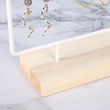 Wooden Steel Earrings Jewelry Display Stand Holder White/Black