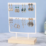 Wooden Steel Earrings Jewelry Display Stand Holder White/Black