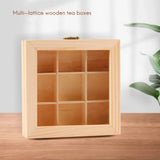 Tea Bag Jewelry Organizer Chest 9 Compartments Wood Storage Box
