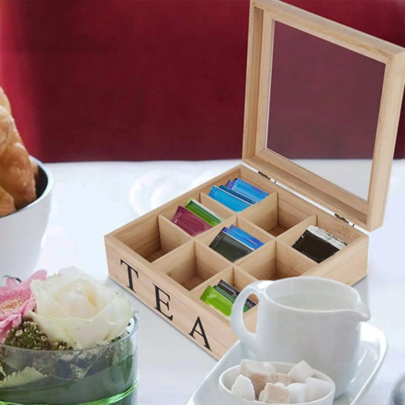 Wooden Tea Box Tea Bag Organizer Tea Storage Chests