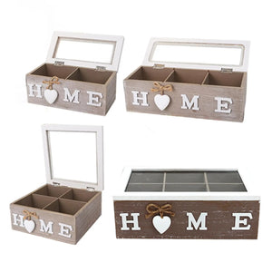 Wooden Tea Box with Lid Tea Bag Holder Organizer for Assorted Teas