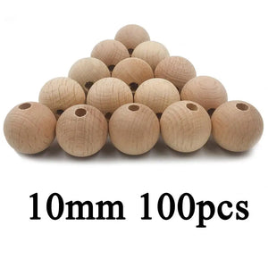 Wooden Teether 100pcs Chew Beech Beads Unfinished DIY Jewelry