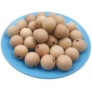 Wooden Teether 100pcs Chew Beech Beads Unfinished DIY Jewelry