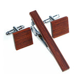 Wooden Tie Clip Cufflink Set Men Classic Tie Clips Brown Tie Collar Pin Jewelry