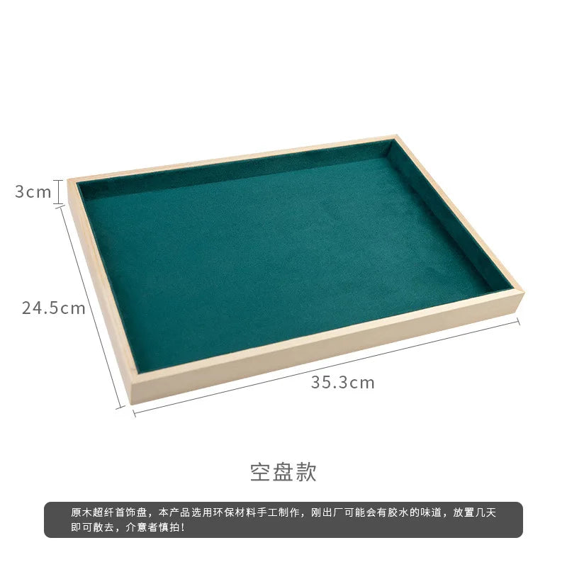 Beige/Green Velvet Necklace Organizer Jewelry Packaging