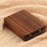 Wooden Wedding Ring Box-Square Thin Engagement Revolving Box Jewelry Gift