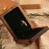 Wooden Wedding Ring Box-Square Thin Engagement Revolving Box Jewelry Gift