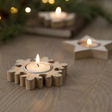 Wooden Xmas Snowflake Candlestick Christmas Tree Shape Candle Holder
