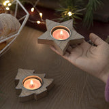 Wooden Xmas Snowflake Candlestick Christmas Tree Shape Candle Holder