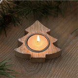 Wooden Xmas Snowflake Candlestick Christmas Tree Shape Candle Holder