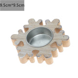 Wooden Xmas Snowflake Candlestick Christmas Tree Shape Candle Holder