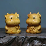 Wooden Cow Carving Small Animal Desktop Decoration
