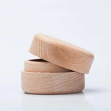 Vintage Wooden Jewelry Box Round Storage Ring Earrings Natural Gift