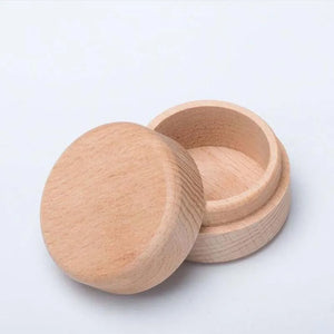 Vintage Wooden Jewelry Box Round Storage Ring Earrings Natural Gift