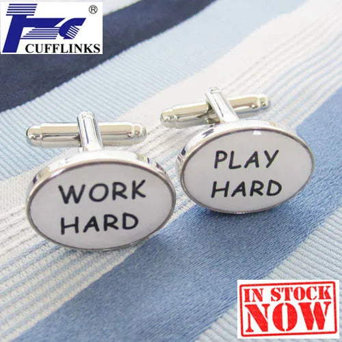 Work Play Hard Career Cufflink Cuff Link 2 Pairs