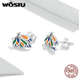 Wostu 925 Silver Butterfly Ear Stud for Lady Girl Jewelry