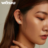 Wostu 925 Silver Butterfly Ear Stud for Lady Girl Jewelry