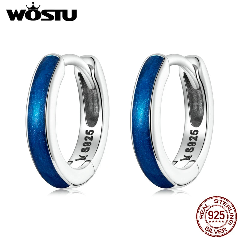 Wostu 925 Silver Hoop Earrings for Lady Girl Jewelry Wedding Party