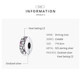 Wostu 925 Silver Shining Heart CZ Bead Charm