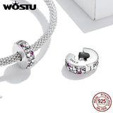 Wostu 925 Silver Shining Heart CZ Bead Charm