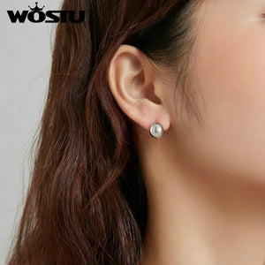 Wostu 925 Sterling Silver Mirror Stud Earrings for Women