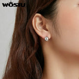 Wostu 925 Sterling Silver Mirror Stud Earrings for Women