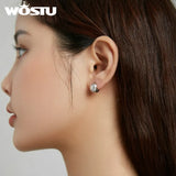 Wostu 925 Sterling Silver Mirror Stud Earrings for Women